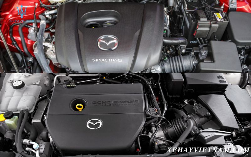 So sánh Mazda 2 và Mazda 3 - động cơ