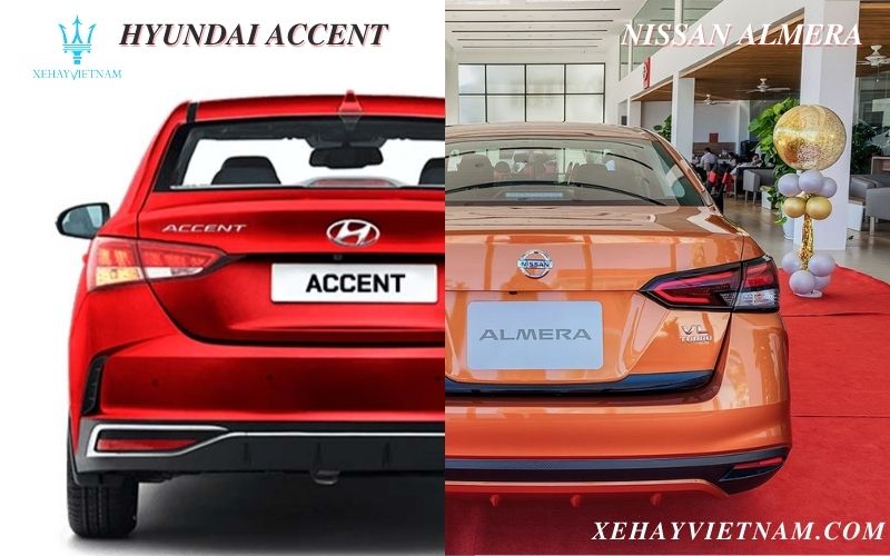 So sánh Nissan Almera và Hyundai Accent - thiết kế đuôi xe