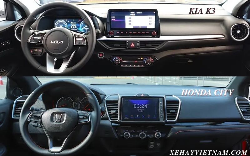 So sánh khoang lái Kia K3 và Honda City