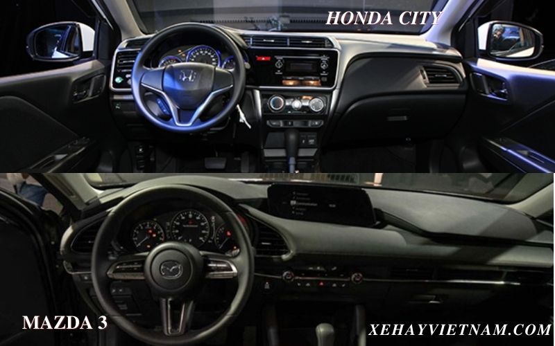 So sánh Honda City và Mazda3 - khoang lái 