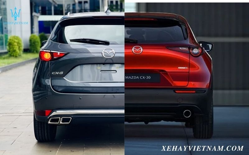 So sánh Mazda CX5 và Mazda CX30 - Thiết kế đuôi xe
