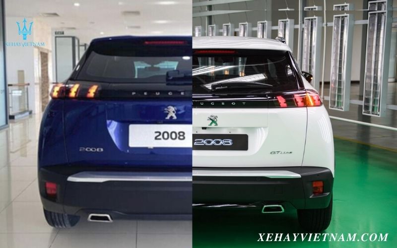 So sánh Peugeot 2008 Active và GT Line - Thiết kế đuôi xe