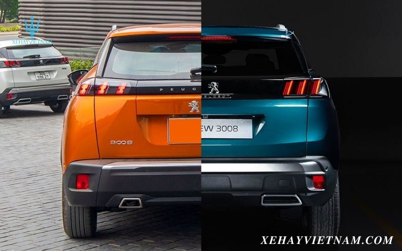So sánh Peugeot 2008 và 3008 - Thiết kế đuôi xe