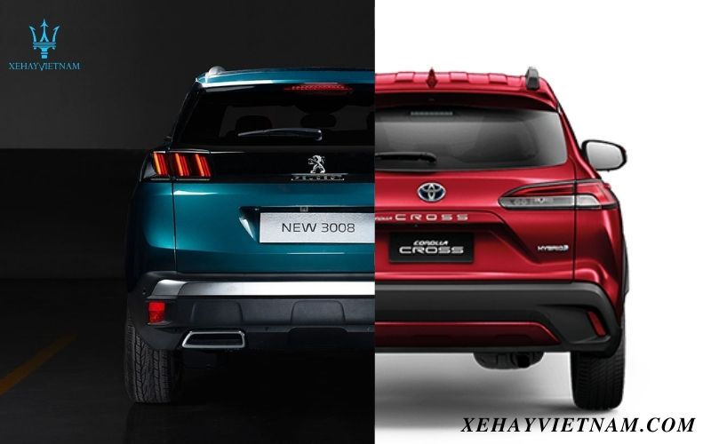So sánh Peugeot 3008 và Toyota Cross - Thiết kế đuôi xe