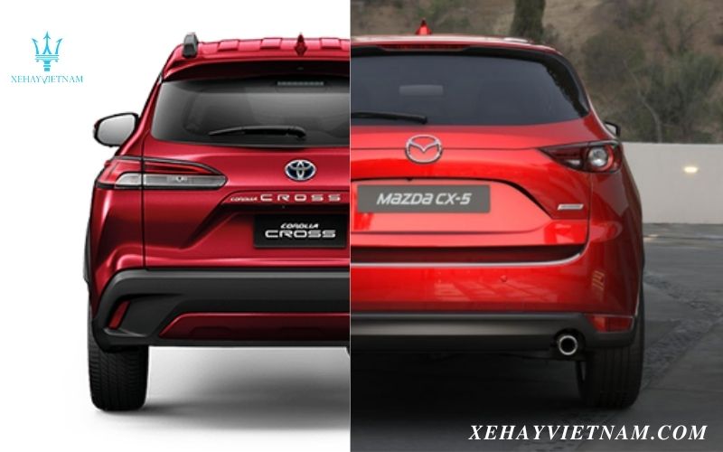 So sánh Toyota Cross và Mazda CX5 - Thiết kế đuôi xe