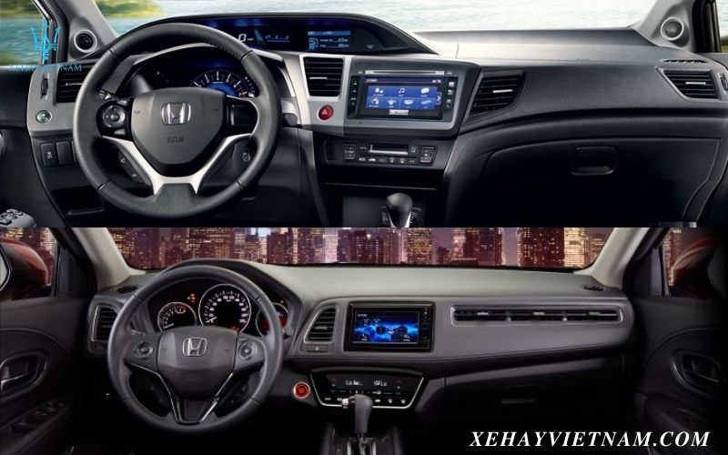 So sánh Honda Civic và HRV - nội thất