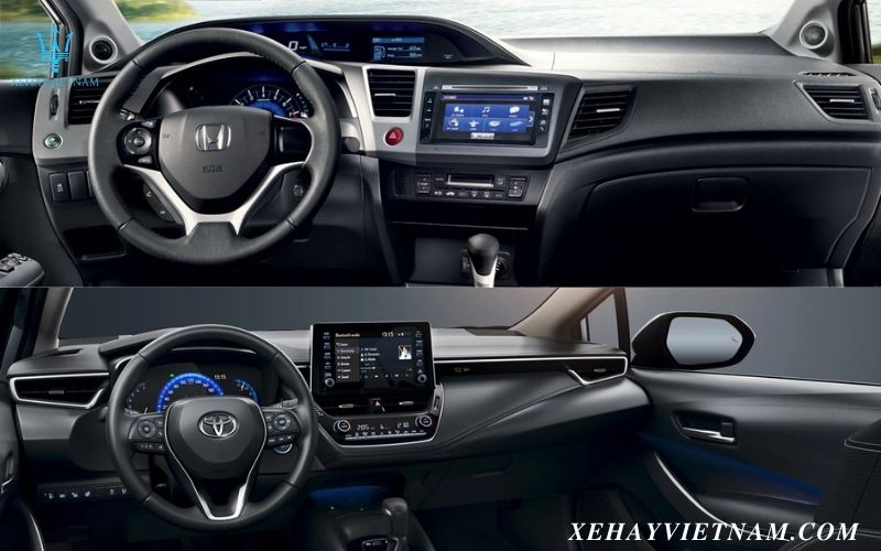 So sánh Honda Civic và Toyota Altis - nội thất