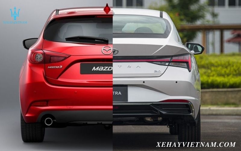So sánh Mazda 3 và Elantra - Thiết kế đuôi xe