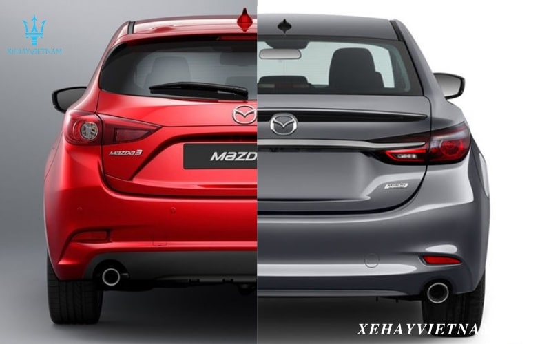 So sánh Mazda 3 và Mazda 6 - Thiết kế đuôi xe
