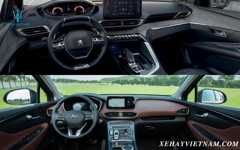 So sánh Peugeot 5008 và Santafe về nội thất xe
