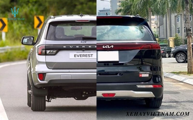 So sánh đuôi xe Ford Everest và Kia Carnival