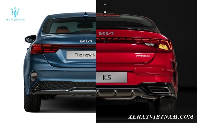 So sánh đuôi xe KIA K3 và K5