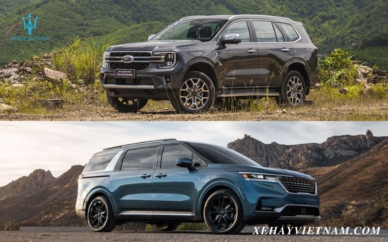 So sánh ngoại thất Ford Everest và Kia Carnival